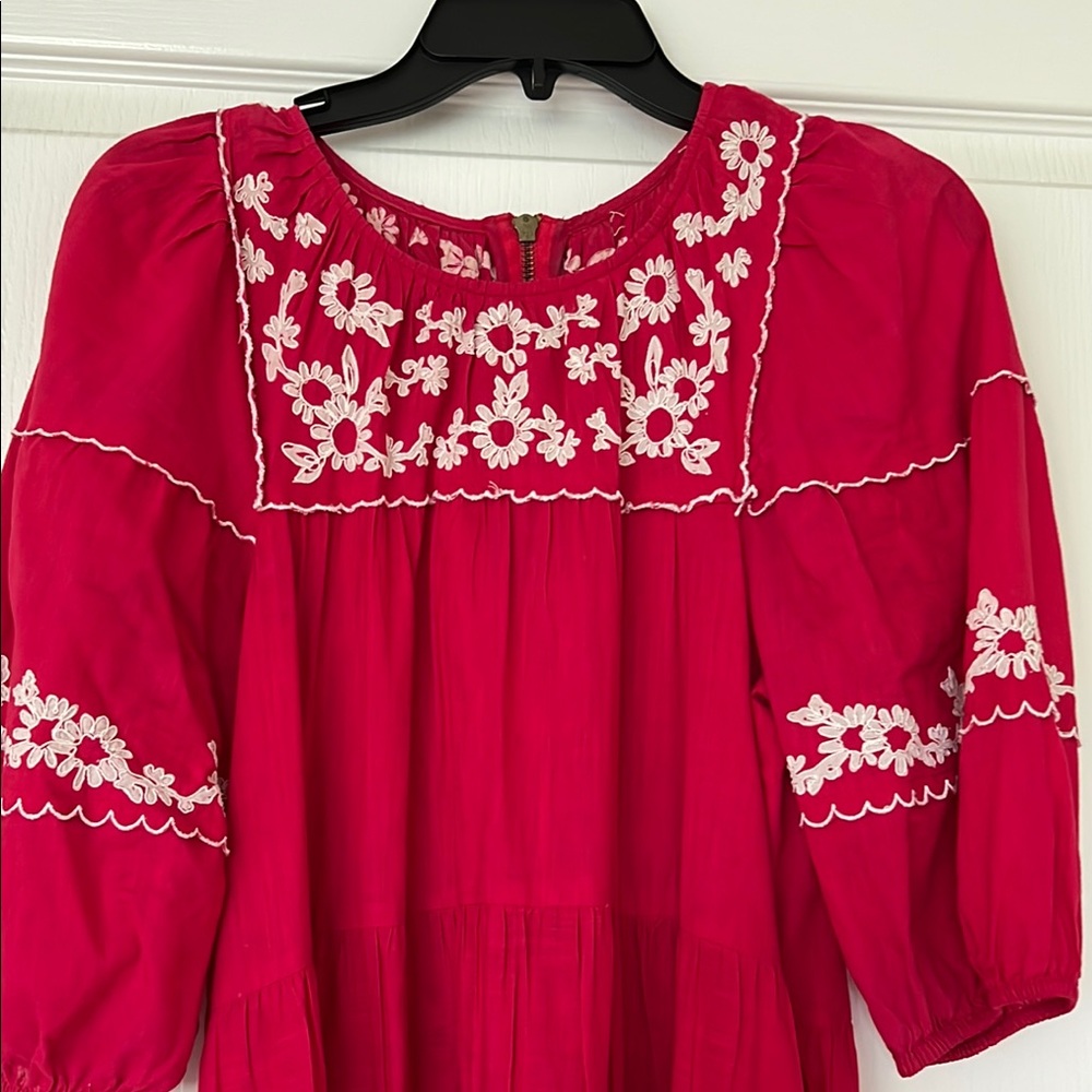 The Great. Red Embroidered Dress